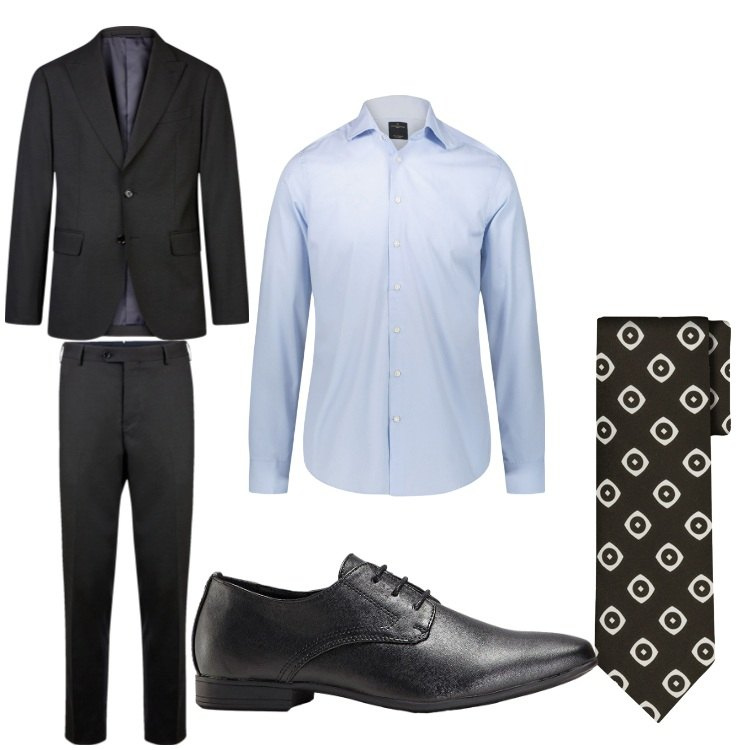 Outfit uomo - Formale. Stile Business/Elegante per Ufficio. Abbinamento con scarpe stringate, camicie, abiti, cravatte.