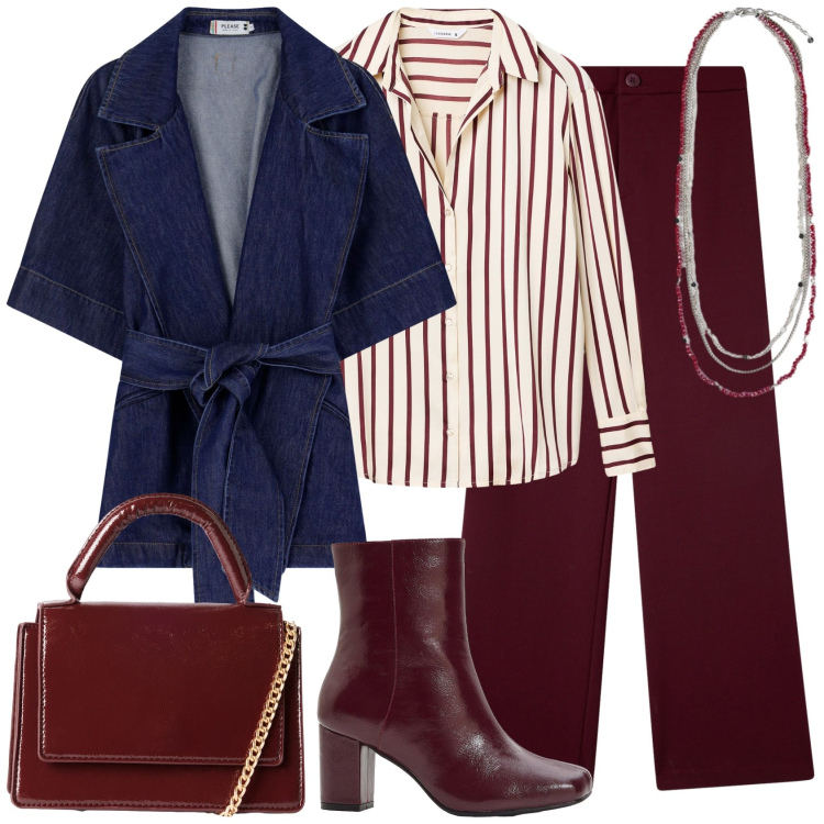 Outfit donna - Casual chic per una passata in centro!. Stile Casual chic per Tutti i giorni. Abbinamento con stivaletti, pantaloni, camicie, borse a tracolla, trench, collane.