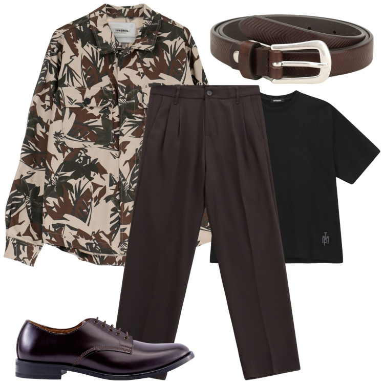 Outfit uomo - Tonalità ruggine per i brunch d’autunno. Stile Trendy per Tutti i giorni. Abbinamento con t-shirt, pantaloni, cinture, giacche, scarpe stringate.