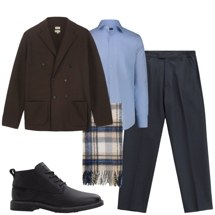 Outfit uomo - Fall. Stile Urban per Tutti i giorni. Abbinamento con stivali e stivaletti, pantaloni, sciarpe, giacche, camicie.