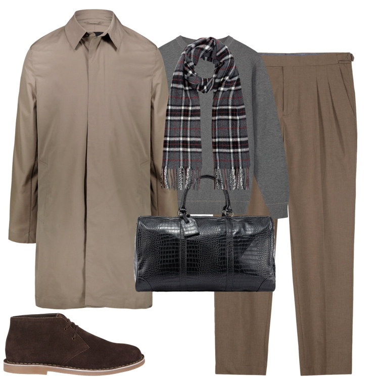 Outfit uomo - Rainy days. Stile Urban per Tutti i giorni. Abbinamento con giacche, stivali e stivaletti, pantaloni, maglieria, borse sportive, sciarpe.