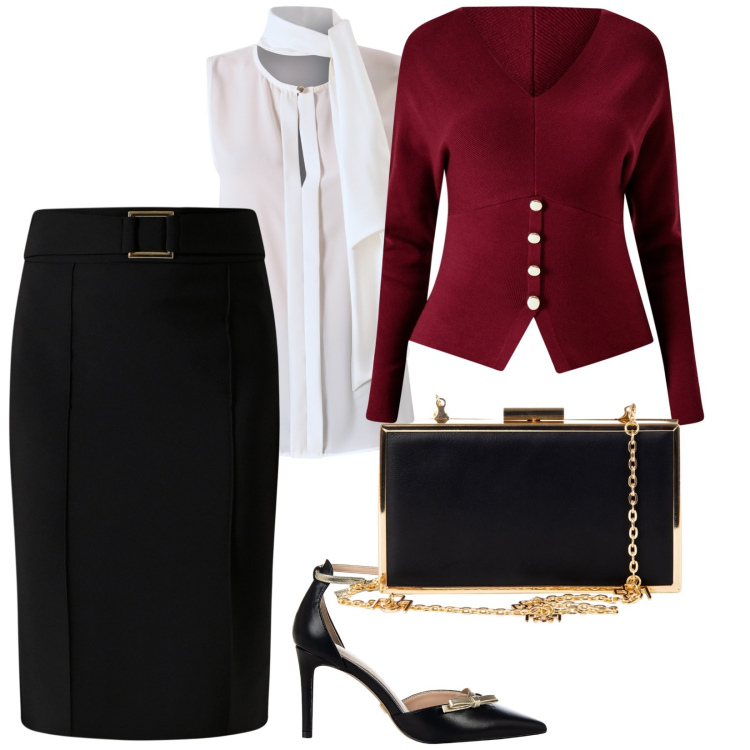 Outfit donna - In famiglia. per Cerimonia. Abbinamento con décolleté, pochette, maglieria, gonne, top.