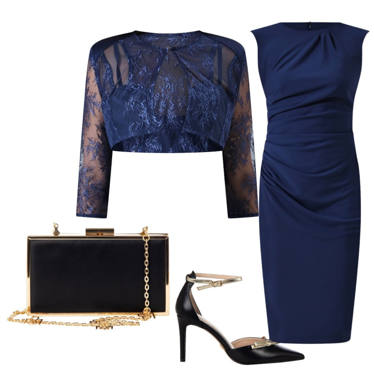 Outfit donna - Rinascimento per la Cerimonia. Stile Glamour per Cerimonia. Abbinamento con vestiti a tubino, bolero, décolleté, pochette.