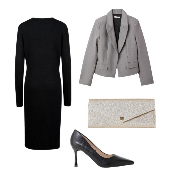 Outfit donna - Outfit da cerimoni. Stile Trendy per Cerimonia. Abbinamento con blazer, pochette, décolleté, vestiti midi/longuette.