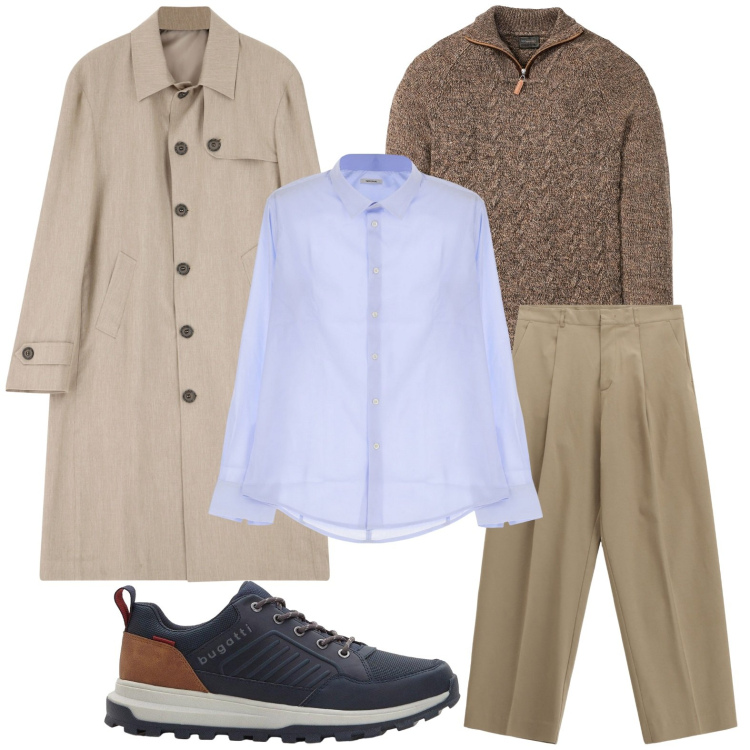 Outfit uomo - Athleisure da viaggio. Stile Trendy per Tutti i giorni. Abbinamento con maglieria, sneakers, camicie, pantaloni, trench.