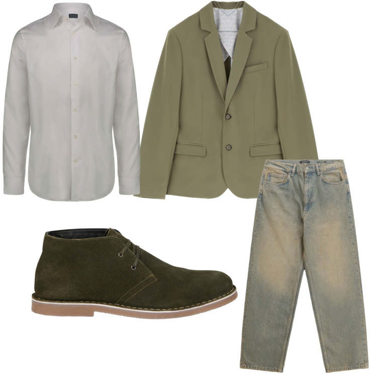 Outfit uomo - Blazer chic. Stile Casual per Tutti i giorni. Abbinamento con giacche, jeans, camicie, stivali e stivaletti.