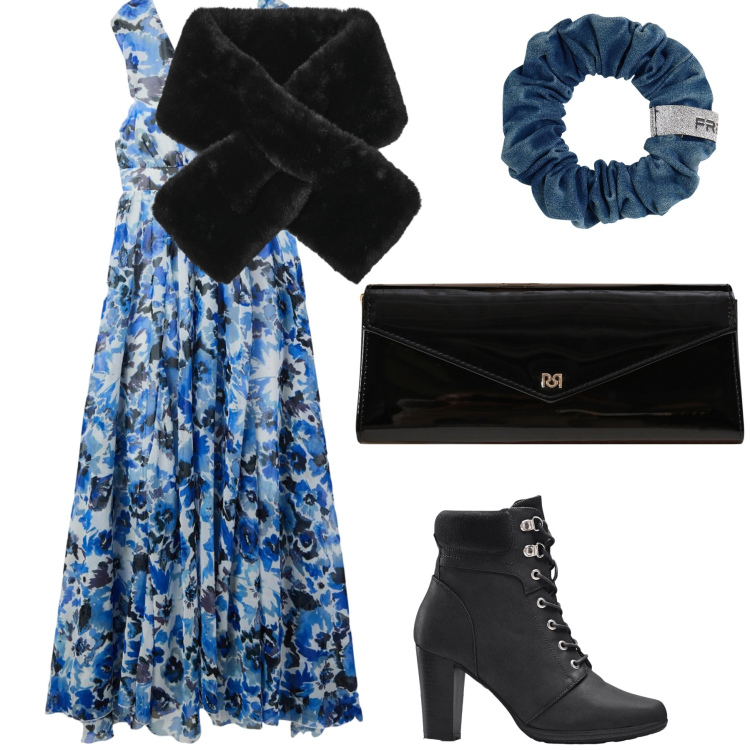 Outfit donna - Una zarina fiorita. Stile Glamour per Serata fuori. Abbinamento con stivaletti, vestiti lunghi, sciarpe, pochette, accessori per capelli.