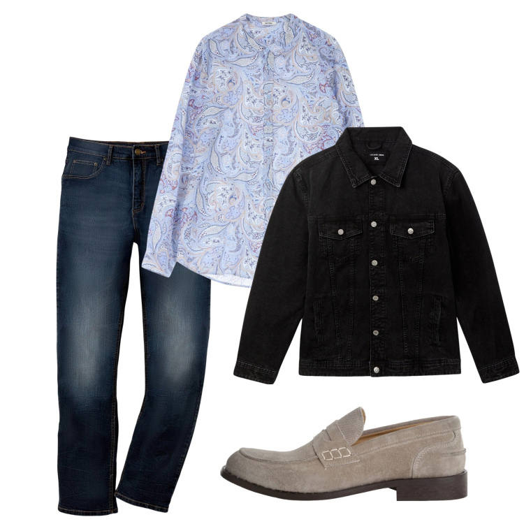 Outfit uomo - September. Stile Casual per Tutti i giorni. Abbinamento con jeans dritti, giacche, camicie, scarpe stringate.