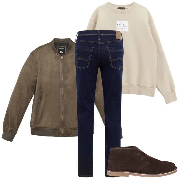 Outfit uomo - Outfit autunnale. Stile Urban per Tutti i giorni. Abbinamento con jeans dritti, giacche, felpe, stivali e stivaletti.