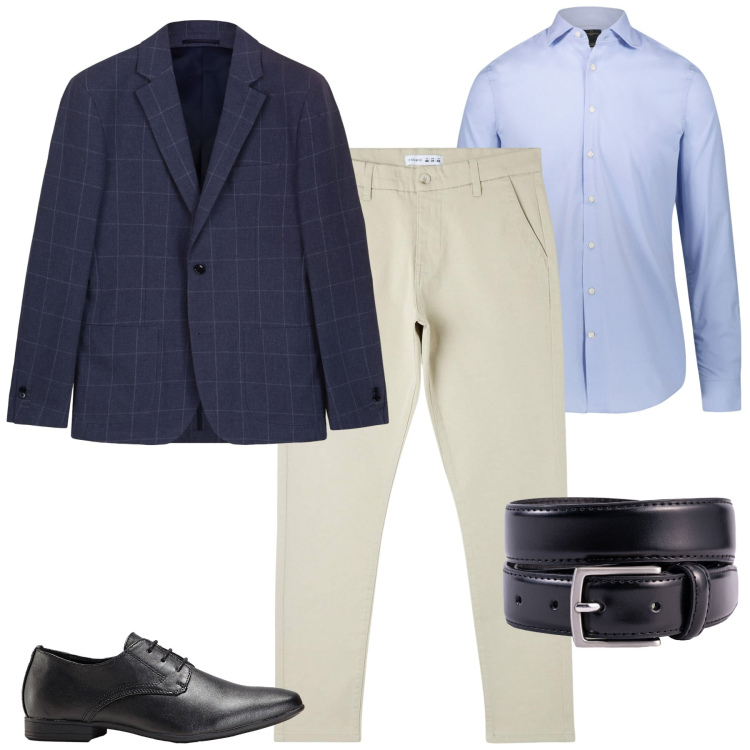 Outfit uomo - City. Stile Business/Elegante per Tutti i giorni. Abbinamento con scarpe stringate, pantaloni skinny, camicie, giacche, cinture.
