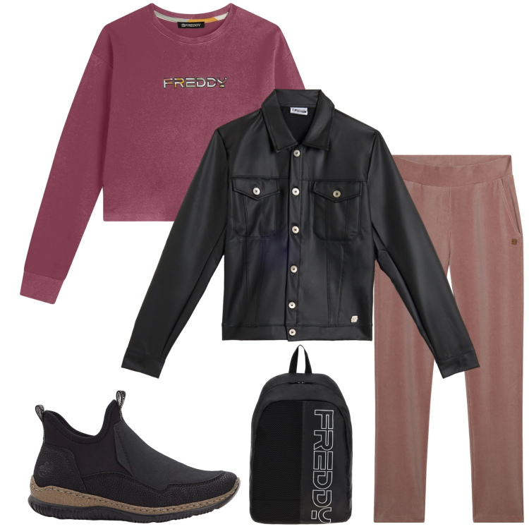Outfit donna - Sportiva con Freddy. Stile Casual per Sport. Abbinamento con sneakers, giacche, felpe, pantaloni, zaini.