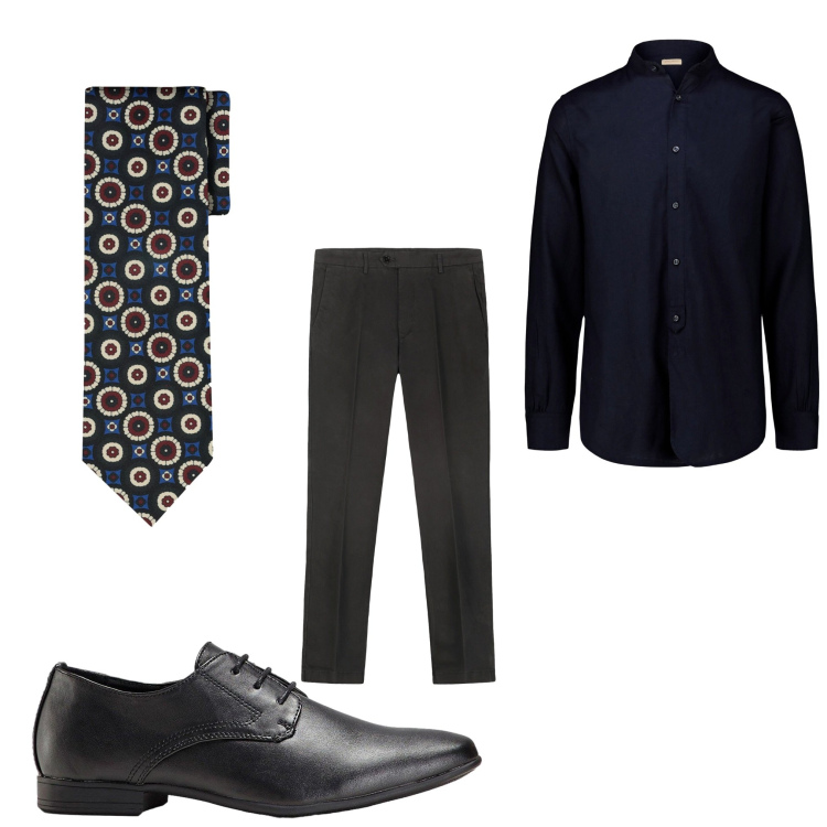 Outfit uomo - Eleganza semplice. Stile Business/Elegante per Ufficio. Abbinamento con scarpe stringate, pantaloni chino, cravatte, camicie.