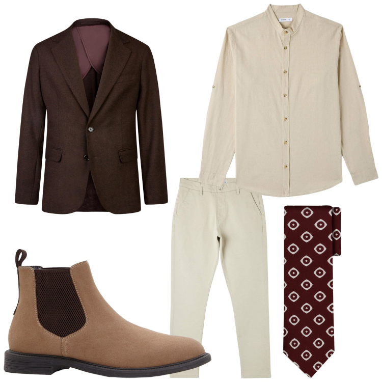Outfit uomo - Toni delicati. Stile Business/Elegante per Serata speciale. Abbinamento con stivali e stivaletti, camicie, pantaloni skinny, giacche, cravatte.