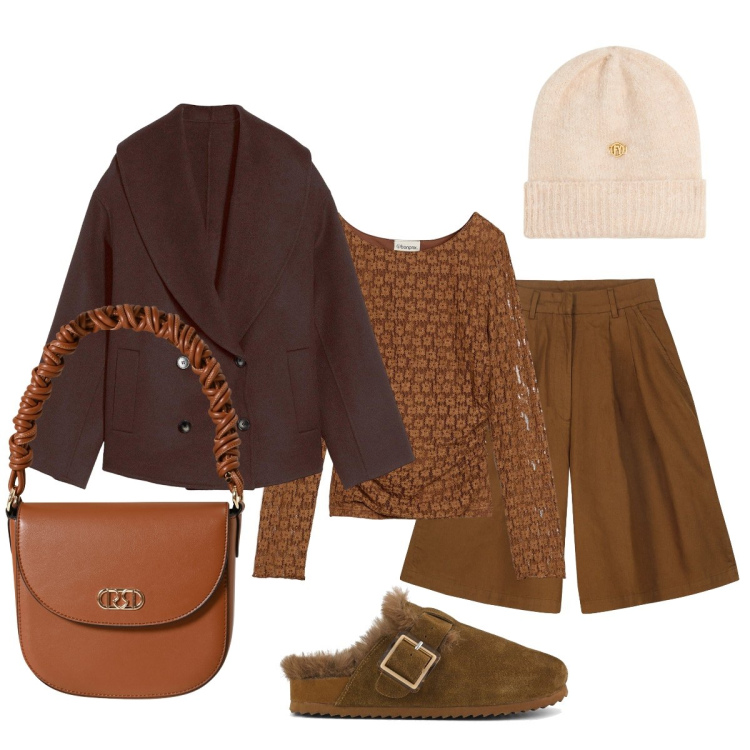 Outfit donna - Pantalone corto oppure gonna pantalone. Stile Casual chic per Tutti i giorni. Abbinamento con maglieria, caban, borse a mano, berretti, bermuda, sabot.