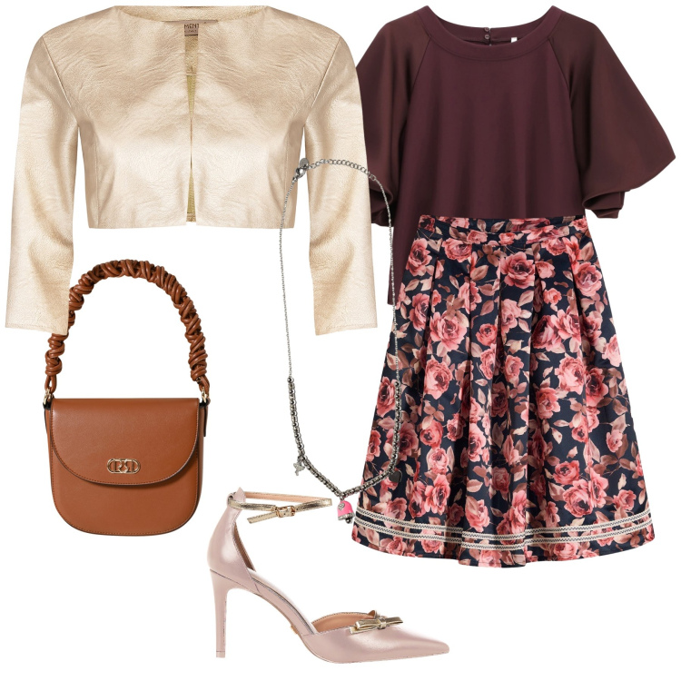 Outfit donna - Periodo dí cresime. Stile Bon Ton per Cerimonia. Abbinamento con gonne, bolero, décolleté, borse a mano, felpe, ciondoli.