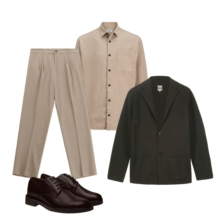 Outfit uomo - Pronto per l’ufficio. Stile Business/Elegante per Ufficio. Abbinamento con camicie, pantaloni, giacche, scarpe stringate.