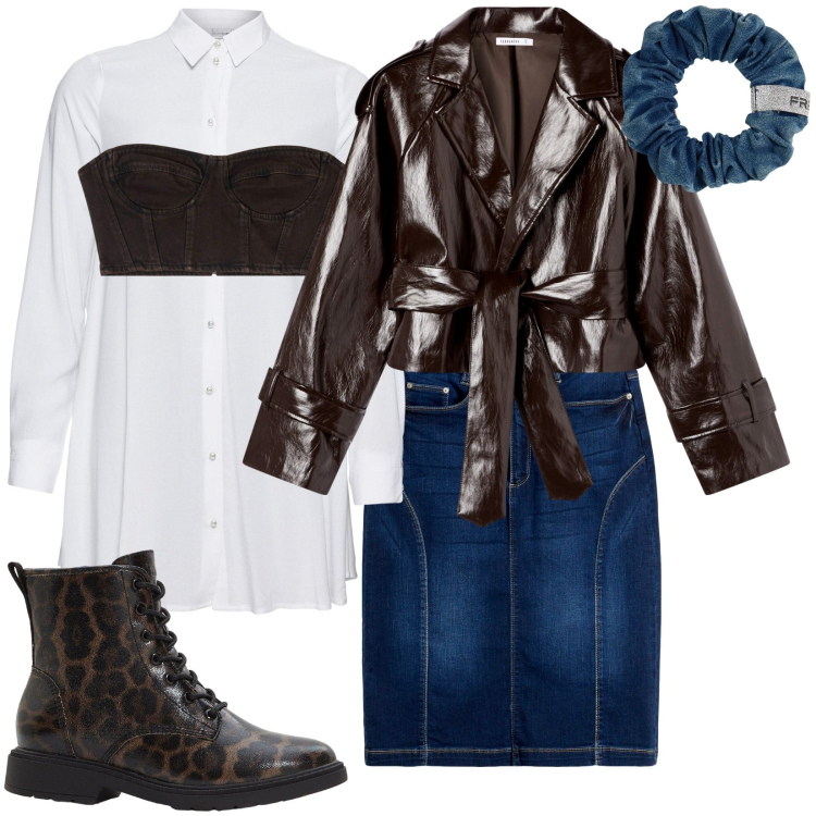 Outfit donna - Di tendenza il marrone fondente. Stile Trendy per Tutti i giorni. Abbinamento con camicie, gonne, stivaletti, giacche, top, accessori per capelli.
