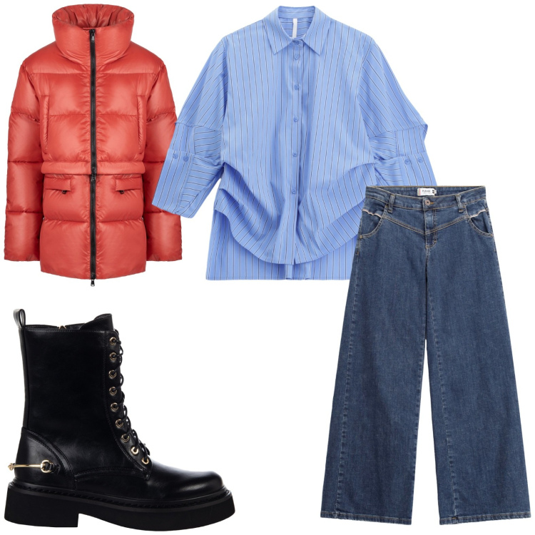 Outfit donna - Semplicemente particolare. Stile Casual per Tutti i giorni. Abbinamento con anfibi, jeans, camicie, piumini.
