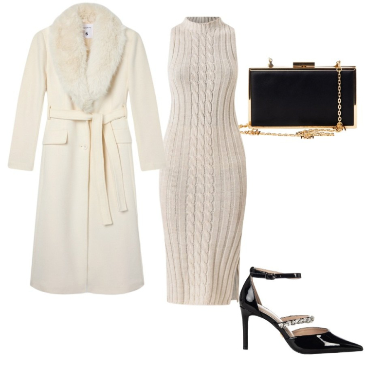 Outfit donna - Total look #2253531. Abbinamento con cappotti, décolleté, pochette, vestiti midi/longuette.