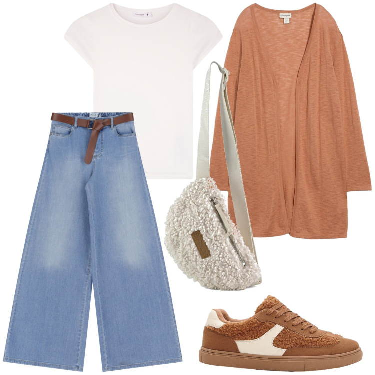 Outfit donna - Total look #2253538. Stile Basic per Tutti i giorni. Abbinamento con cardigans, sneakers, t-shirt, jeans, marsupi.