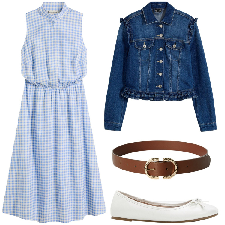 Outfit donna - Pic nic. Stile Vintage retrò per Tutti i giorni. Abbinamento con ballerine, blazer, vestiti, cinture.
