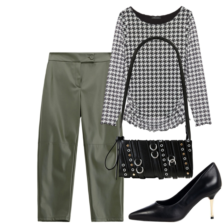 Outfit donna - Alternativa trendy. Stile Trendy per Tutti i giorni. Abbinamento con décolleté, borse a spalla, pantaloni, bluse.