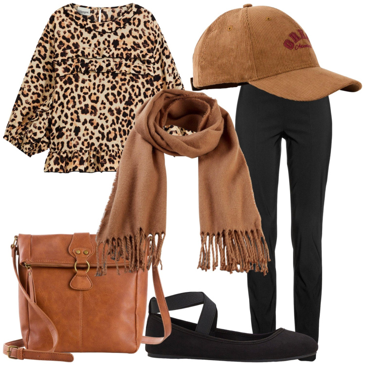 Outfit donna - Casual e chic in Bonprix. Stile Casual chic per Tutti i giorni. Abbinamento con pantaloni, bluse, ballerine, sciarpe, cappelli con visiera, borse a tracolla.