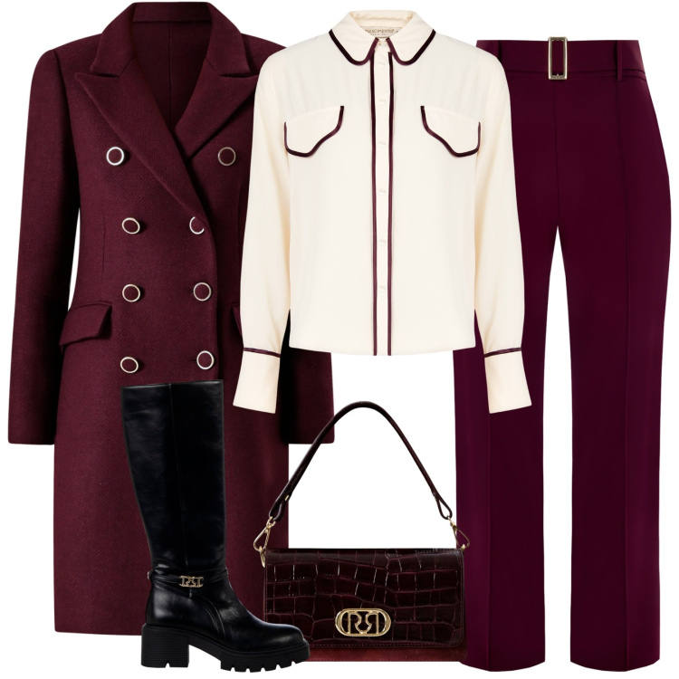Outfit donna - Elegante e comoda. Stile Casual chic per Tutti i giorni. Abbinamento con cappotti, pantaloni, camicie, stivali sopra il ginocchio, borse a mano.