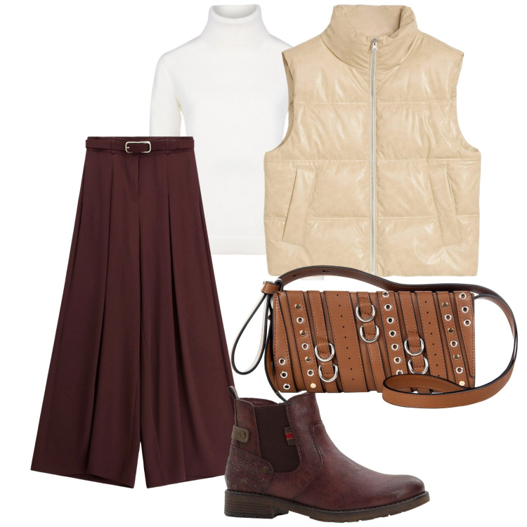 Outfit donna - Bantoa saldi. per Tutti i giorni. Abbinamento con piumini, stivaletti, borse a spalla, pantaloni, maglieria.