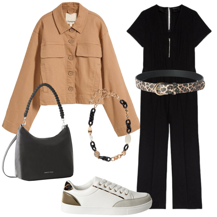 Outfit donna - Bantoa sale. Stile Casual per Tutti i giorni. Abbinamento con blazer, borse a mano, sneakers, cinture, tute, collane.