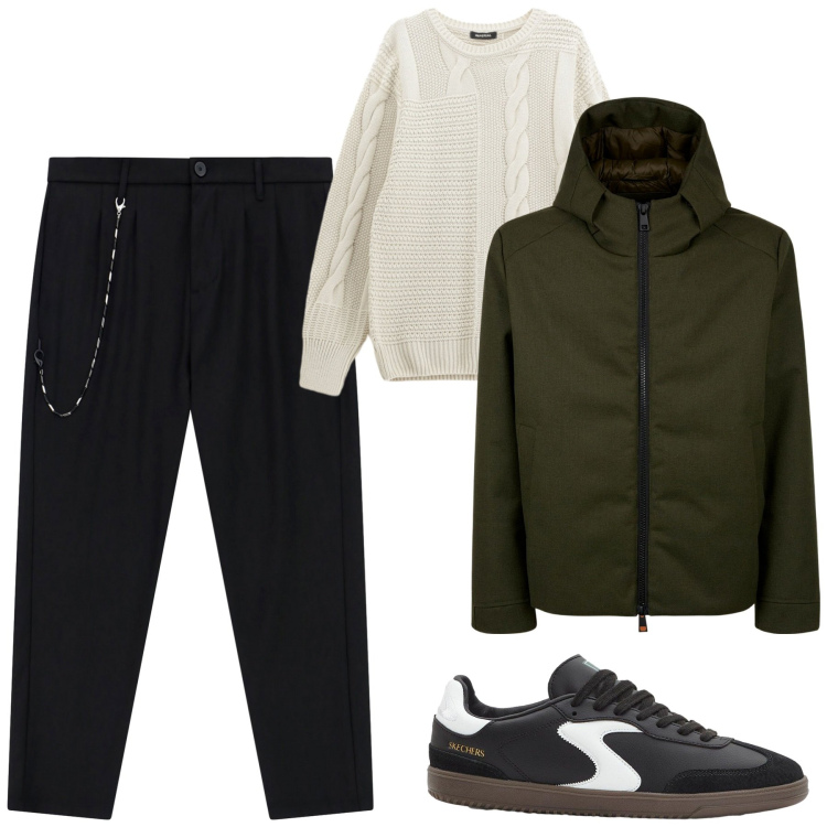 Outfit uomo - Total look #2253722. Stile Urban per Tutti i giorni. Abbinamento con sneakers, pantaloni, maglieria, giacche.