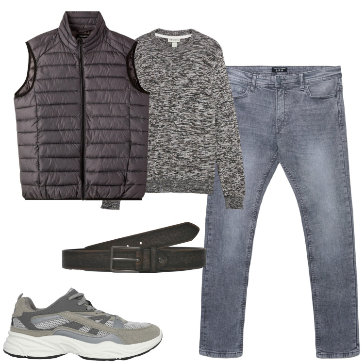 Outfit uomo - City. Stile Casual per Tutti i giorni. Abbinamento con maglieria, sneakers, cinture, piumini, jeans skinny.