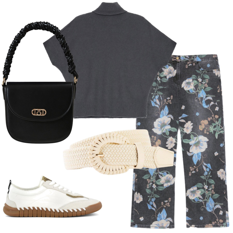 Outfit donna - Total look #2253731. Stile Casual chic per Tutti i giorni. Abbinamento con cinture, borse a mano, maglieria, jeans, sneakers.