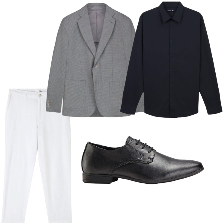 Outfit uomo - Minimal. Stile Casual per Ufficio. Abbinamento con scarpe stringate, pantaloni, camicie, giacche.