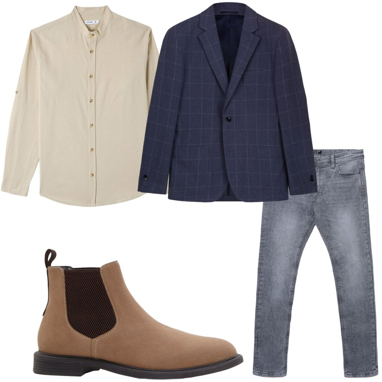 Outfit uomo - Trendy. Stile Trendy per Ufficio. Abbinamento con stivali e stivaletti, jeans skinny, camicie, giacche.