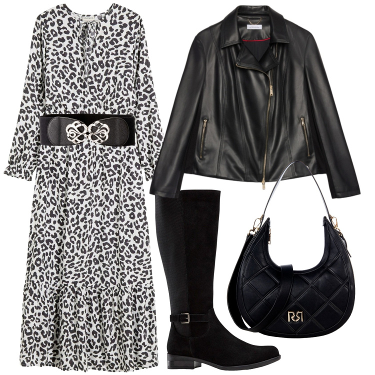 Outfit donna - Ape time. Stile Glamour per Tutti i giorni. Abbinamento con vestiti lunghi, cinture, stivali, borse a tracolla, giacche.