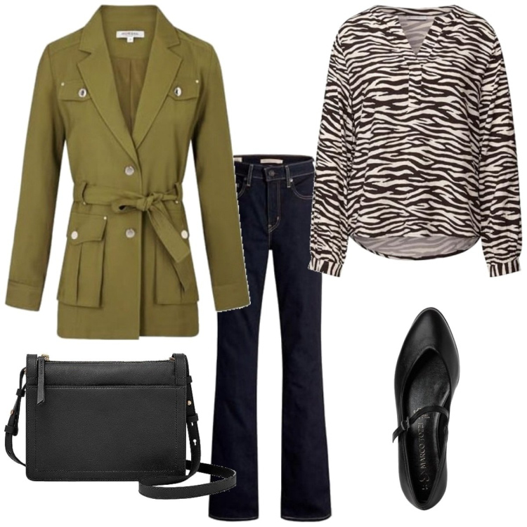 Outfit femme - Basique #4992. Style Basique pour Tous les jours. Assortir avec sacs à l'épaule, blazers, ballerines, jean bootcut, tuniques.