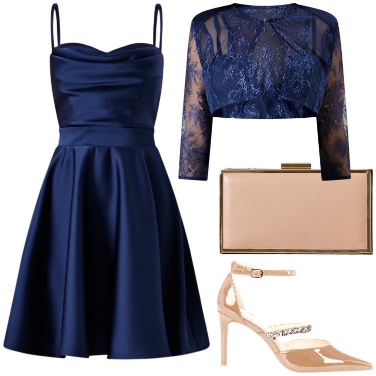 Outfit donna - Total look #2253862. Stile Glamour per Cerimonia. Abbinamento con décolleté, pochette, vestiti corti, bolero.