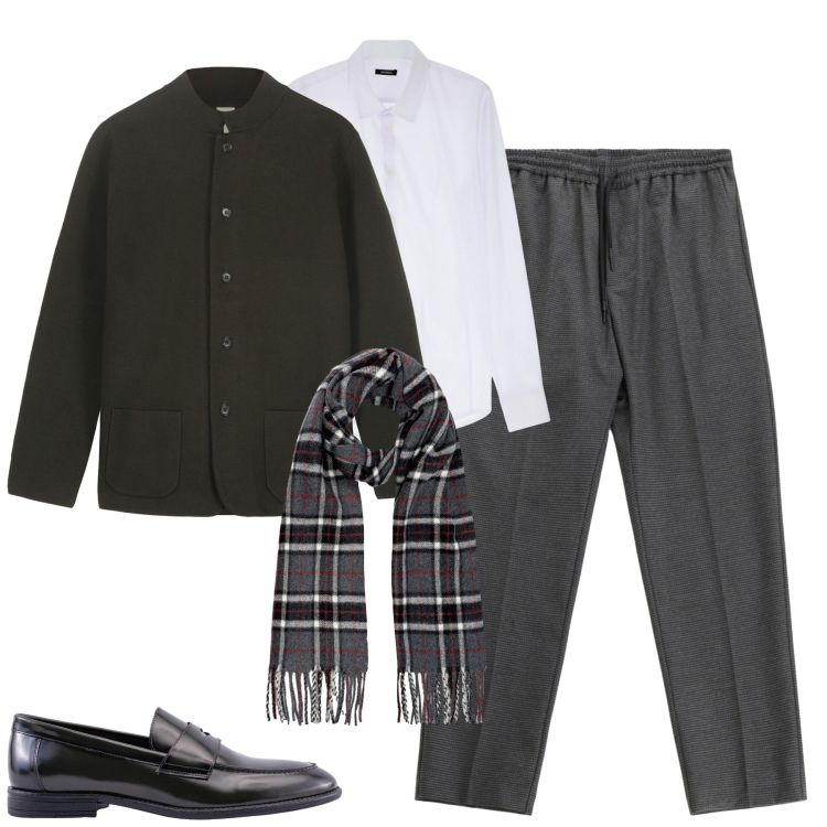 Outfit uomo - City. Stile Urban per Tutti i giorni. Abbinamento con camicie, pantaloni, scarpe stringate, giacche, sciarpe.