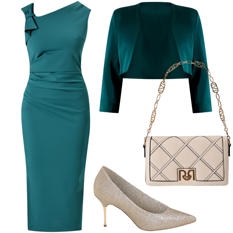 Outfit donna - Total look #2253867. Stile Glamour per Cerimonia. Abbinamento con vestiti a tubino, borse a tracolla, décolleté, bolero.