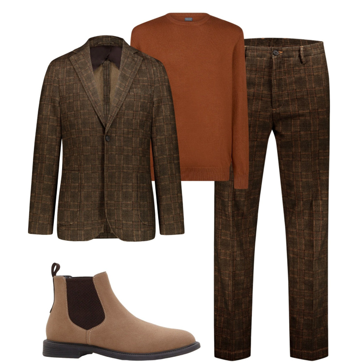 Outfit uomo - Cool. Stile Trendy per Tutti i giorni. Abbinamento con stivali e stivaletti, giacche, pantaloni, maglieria.