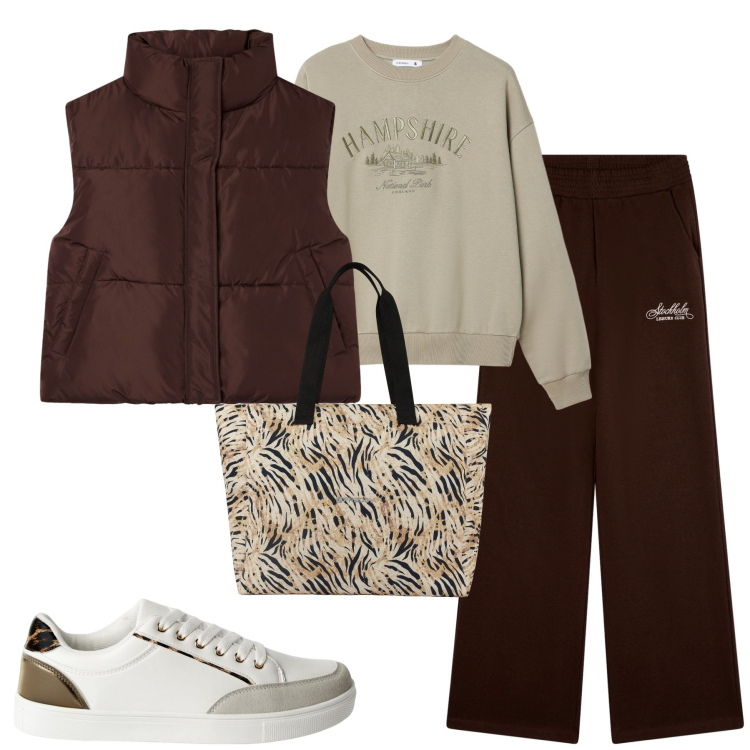 Outfit donna - Terranova. Stile Casual per Tutti i giorni. Abbinamento con felpe, pantaloni, sneakers, piumini, shopping bag.