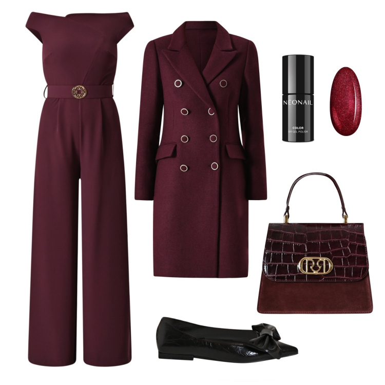 Outfit donna - Serata chic less is more. Stile Chic per Serata fuori. Abbinamento con smalti, tute, ballerine, cappotti, borse a mano.