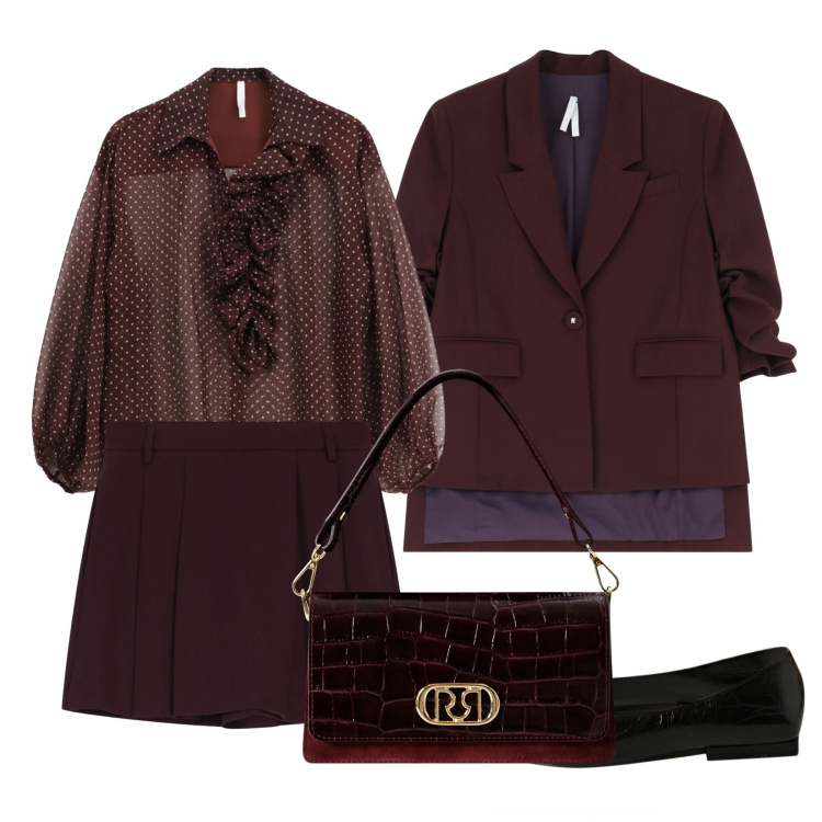 Outfit donna - Total look #2253918. Stile Bon Ton per Tutti i giorni. Abbinamento con ballerine, borse a mano, camicie, blazer, shorts.