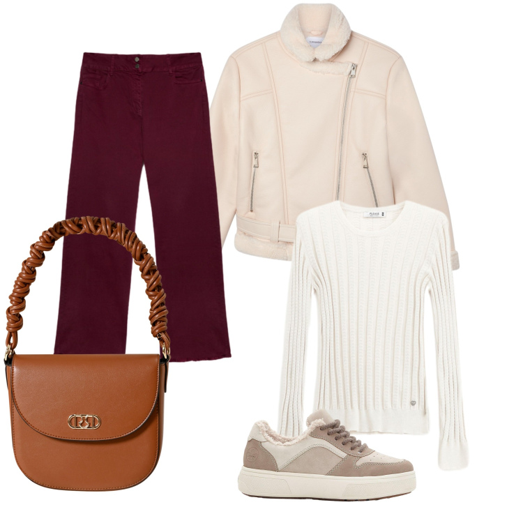 Outfit donna - Pomeriggio in centro. Stile Casual per Tutti i giorni. Abbinamento con sneakers, bomber, pullovers, borse a mano, jeans dritti.