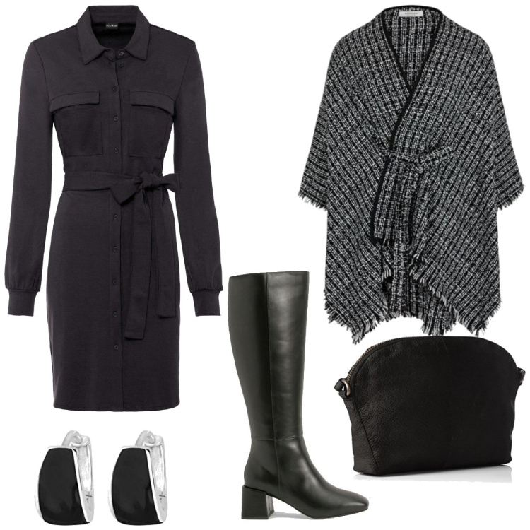 Outfit femme - Basique #5001. Style Basique pour Tous les jours. Assortir avec robes chemisier, boucles d'oreilles, manteaux, bottes, sacs en bandoulière.