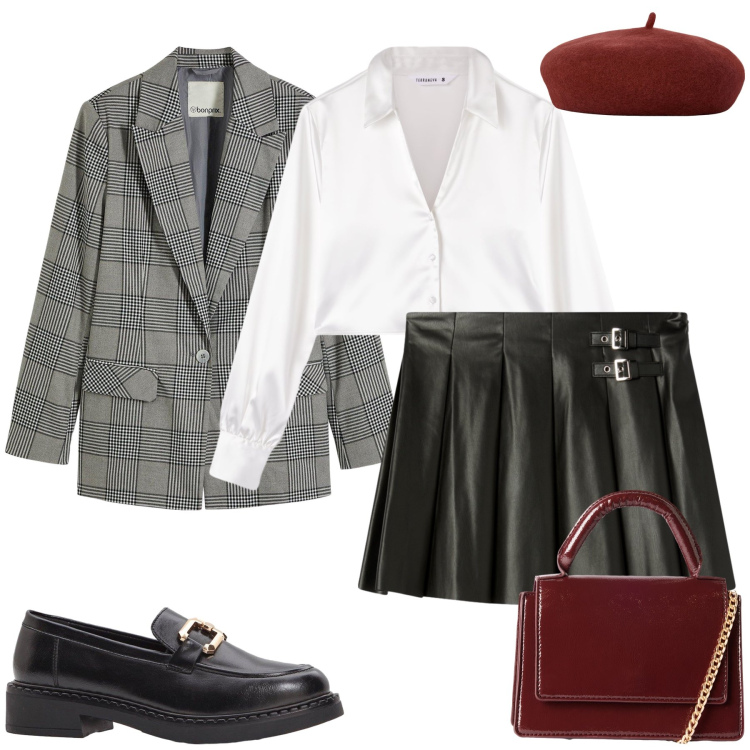 Outfit donna - Quel cappellino sbarazzino. Stile Trendy per Tutti i giorni. Abbinamento con blazer, mocassini, minigonne, borse a tracolla, camicie, cappelli e berretti.