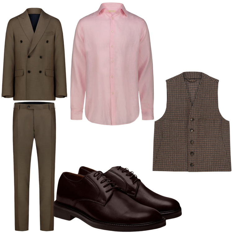 Outfit uomo - Formalmente. Stile Business/Elegante per Cerimonia. Abbinamento con scarpe stringate, abiti, camicie, gilet.