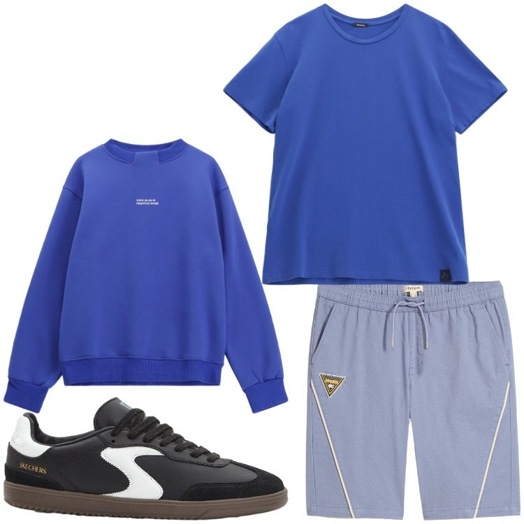 Outfit uomo - Oggi sport. Stile Casual per Sport. Abbinamento con bermuda, sneakers, t-shirt, felpe.