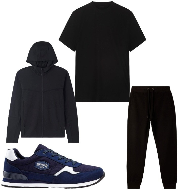 Outfit uomo - Corsetta. Stile Casual per Sport. Abbinamento con sneakers, felpe con cappuccio, pantaloni, t-shirt.